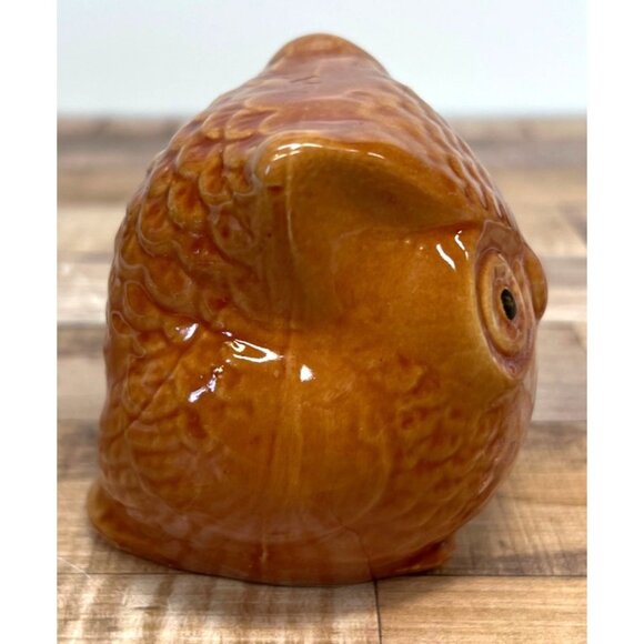 Ceramic Owl Figurine Brown Glazed Finish Small Collectible Home Office Decor - Picture 2 of 3